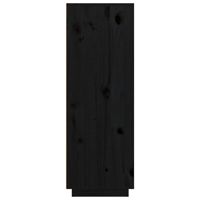 Credenza Nera 89x40x116,5 cm in Legno Massello di Pino 818219