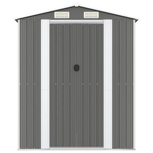 Capanno da Giardino-Casetta da Giardino Grigio Chiaro 192x191x223cm Acciaio Zincato