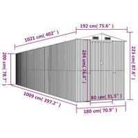 Capanno da Giardino Antracite 192x1021x223cm in Acciaio Zincato cod mxl 65869