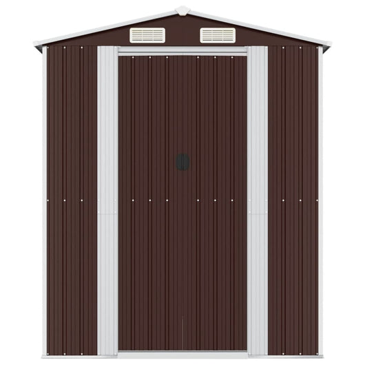 Casetta da giardino Casetta per cabine Casetta per riporre gli attrezzi Casetta per esterni Capanno per attrezzi Robusto Scuro 192 x 191 x 223 cm Marrone Acciaio zincato 02_0022317