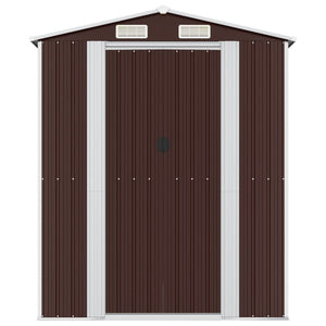 Capanno da Giardino-Casetta da Giardino Marrone Scuro 192x191x223cm Acciaio Zincato