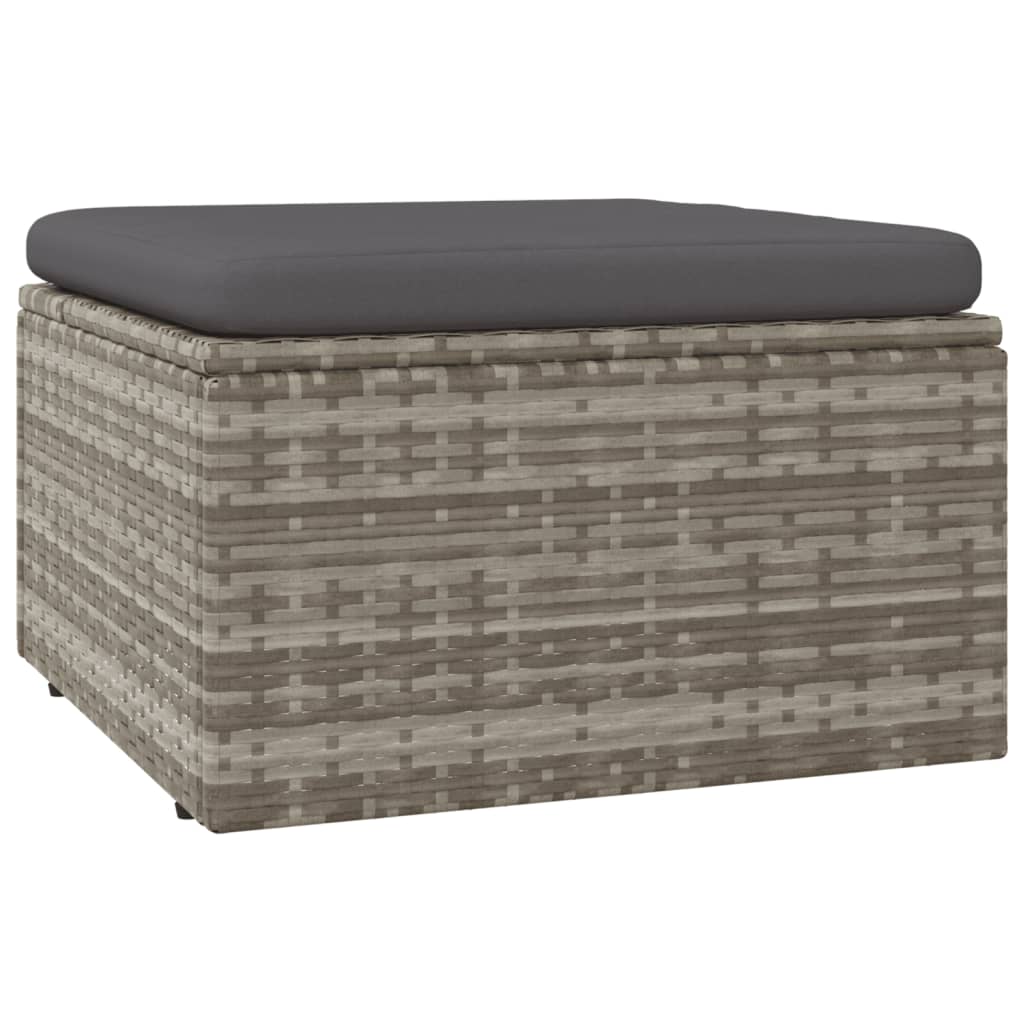 Poggiapiedi Giardino con Cuscino Grigio 55x55x30 cm Polyrattancod mxl 118788