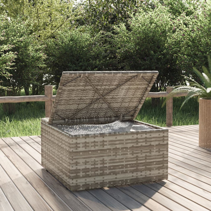 Poggiapiedi Giardino con Cuscino Grigio 55x55x30 cm Polyrattan 318668