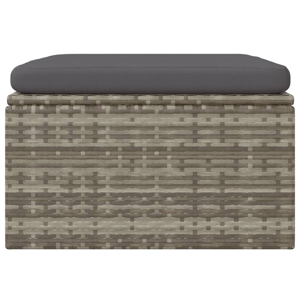 Poggiapiedi Giardino con Cuscino Grigio 55x55x30 cm Polyrattan 318668