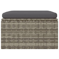 Poggiapiedi Giardino con Cuscino Grigio 55x55x30 cm Polyrattan 318668