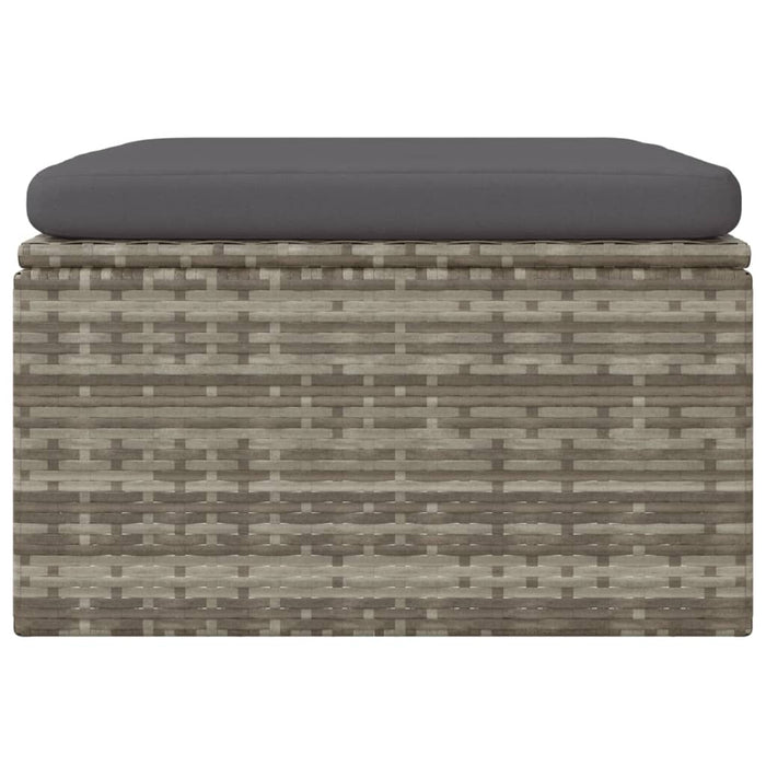 Poggiapiedi Giardino con Cuscino Grigio 55x55x30 cm Polyrattan 318668