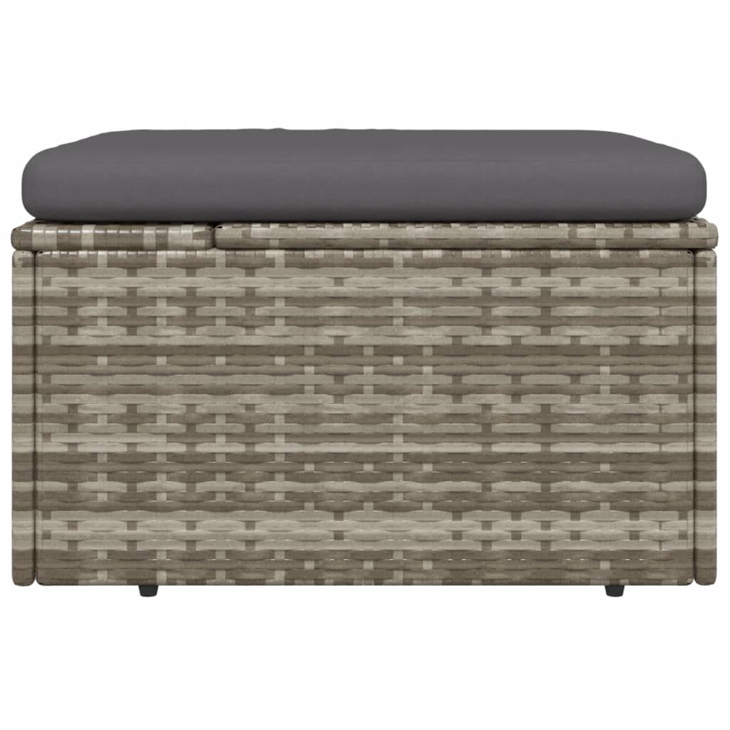 Poggiapiedi Giardino con Cuscino Grigio 55x55x30 cm Polyrattan 318668