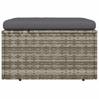 Poggiapiedi Giardino con Cuscino Grigio 55x55x30 cm Polyrattan 318668