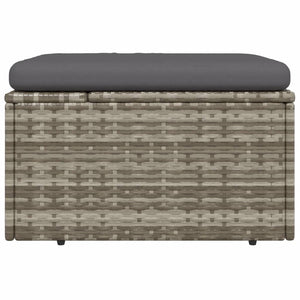 Poggiapiedi Giardino con Cuscino Grigio 55x55x30 cm Polyrattan 318668