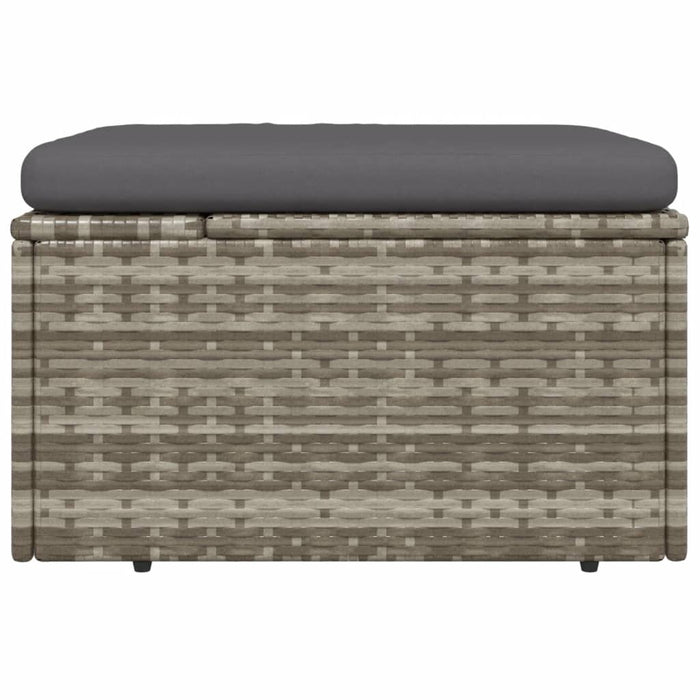 Poggiapiedi Giardino con Cuscino Grigio 55x55x30 cm Polyrattan 318668