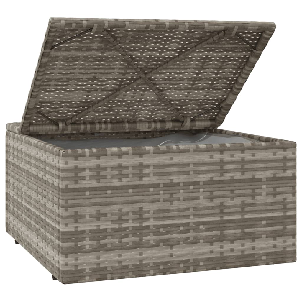 Poggiapiedi Giardino con Cuscino Grigio 55x55x30 cm Polyrattan 318668