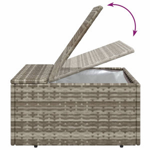 Poggiapiedi Giardino con Cuscino Grigio 55x55x30 cm Polyrattan 318668