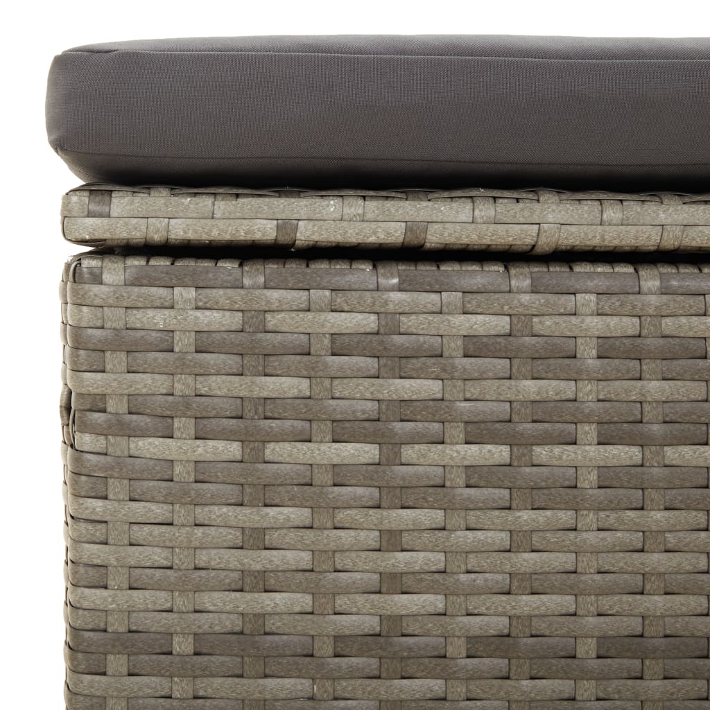 Poggiapiedi Giardino con Cuscino Grigio 55x55x30 cm Polyrattan 318668
