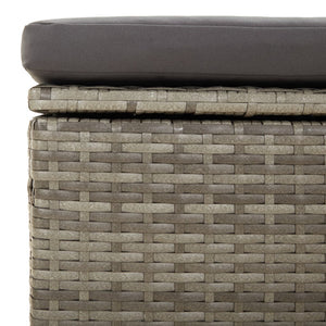 Poggiapiedi Giardino con Cuscino Grigio 55x55x30 cm Polyrattan 318668
