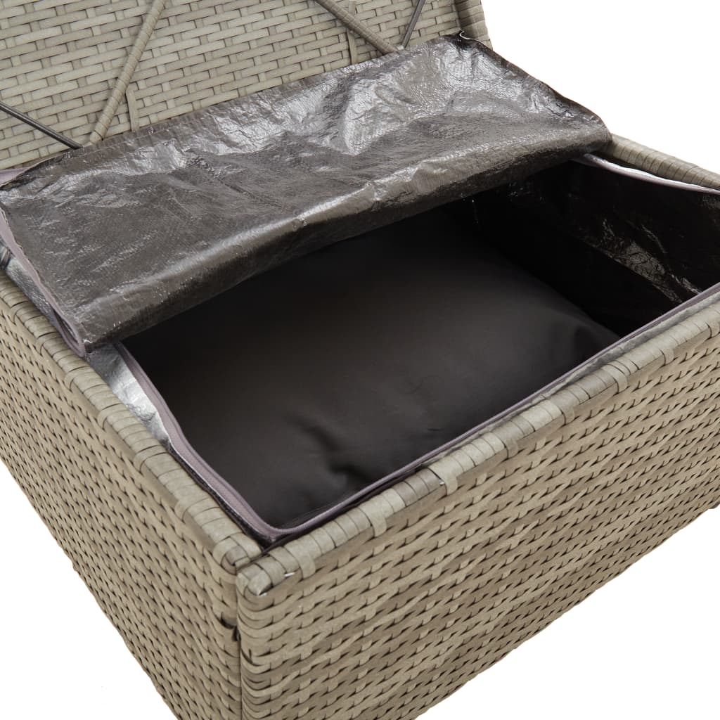 Poggiapiedi Giardino con Cuscino Grigio 55x55x30 cm Polyrattan 318668
