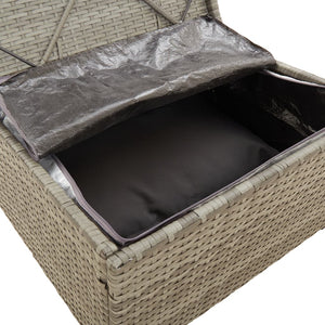 Poggiapiedi Giardino con Cuscino Grigio 55x55x30 cm Polyrattan 318668