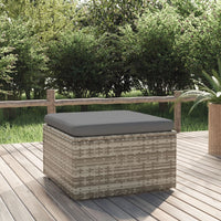 Poggiapiedi Giardino con Cuscino Grigio 55x55x30 cm Polyrattancod mxl 118788