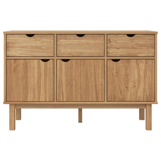 Credenza cassettiera cassettiera mobile contenitore organizer cucina soggiorno soggiorno 114 x 43 x 73,5 cm legno di pino massiccio marrone 02_0036183