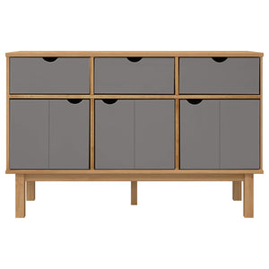 Credenza OTTA Marrone e Grigio 114x43x73,5 cm in Legno di Pino 351298