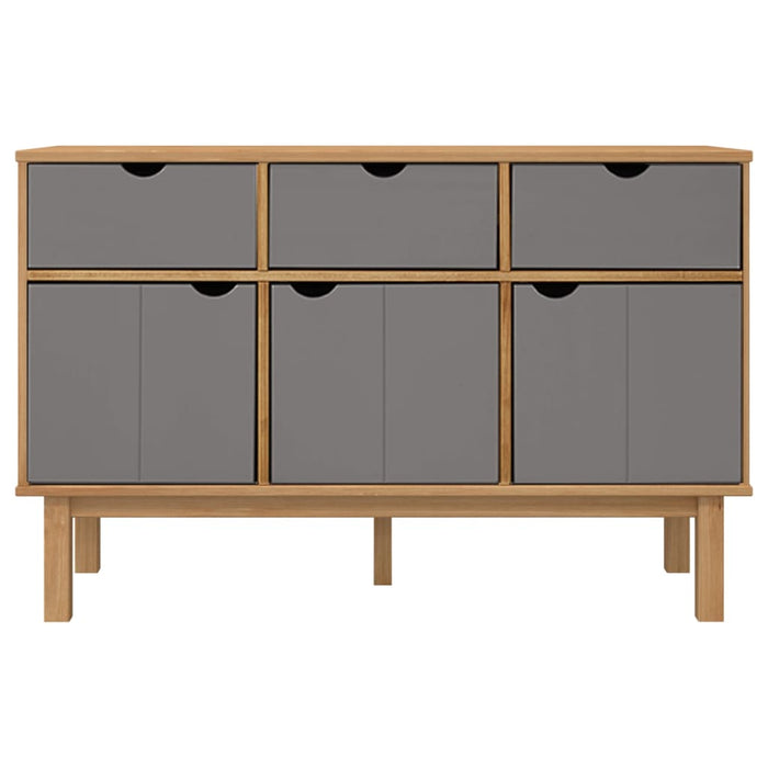 Credenza OTTA Marrone e Grigio 114x43x73,5 cm in Legno di Pino 351298