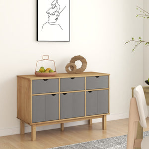 Credenza OTTA Marrone e Grigio 114x43x73,5 cm in Legno di Pino 351298