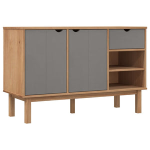 Credenza OTTA Marrone e Grigio 114x43x73,5 cm in Legno di Pino 351301
