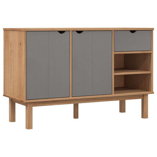 Credenza OTTA Marrone e Grigio 114x43x73,5 cm in Legno di Pino 351301