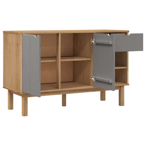 Credenza OTTA Marrone e Grigio 114x43x73,5 cm in Legno di Pino 351301