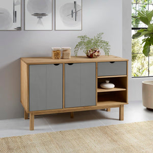 Credenza OTTA Marrone e Grigio 114x43x73,5 cm in Legno di Pino 351301