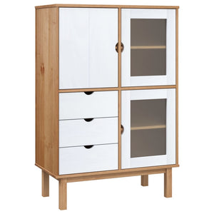 Credenza OTTA Marrone e Bianco 85x43x125 cm in Legno di Pino 351308
