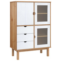 Credenza-Buffet-Armadio da cucina OTTA Marrone e Bianco 85x43x125 cm in Legno di Pino