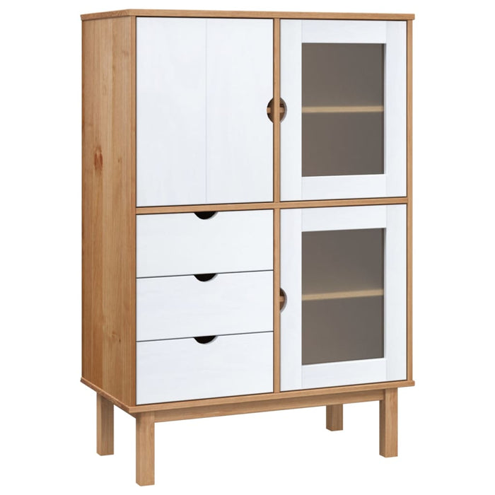 Credenza-Buffet-Armadio da cucina OTTA Marrone e Bianco 85x43x125 cm in Legno di Pino