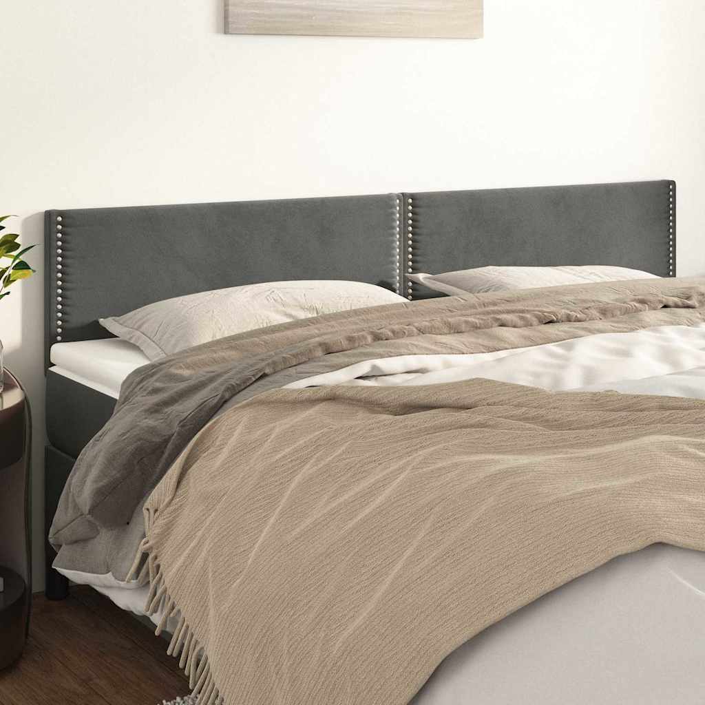 Testiera 2 pz Grigio Scuro 80x5x78/88 cm in Velluto 351174