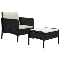 Set da Giardino 2 pz con Cuscini Nero in Polyrattan 319678