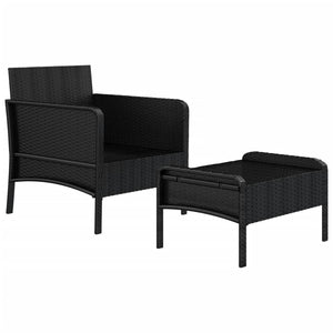 Set da Giardino 2 pz con Cuscini Nero in Polyrattan 319678