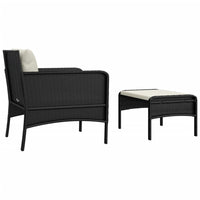 Set da Giardino 2 pz con Cuscini Nero in Polyrattan 319678