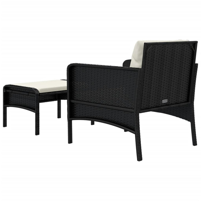 Set da Giardino 2 pz con Cuscini Nero in Polyrattan 319678