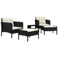 Set Divani da Giardino 5 pz con Cuscini Nero in Polyrattan 319681