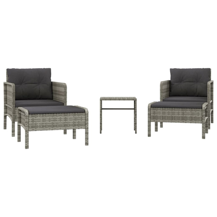 Set Divani da Giardino 5 pz con Cuscini in Polyrattan Grigio 319682