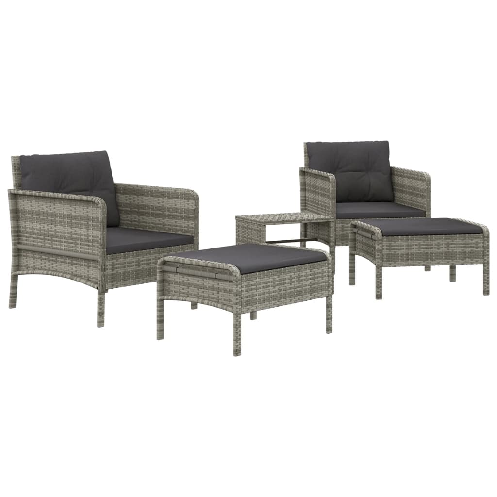 Set Divani da Giardino 5 pz con Cuscini in Polyrattan Grigio 319682