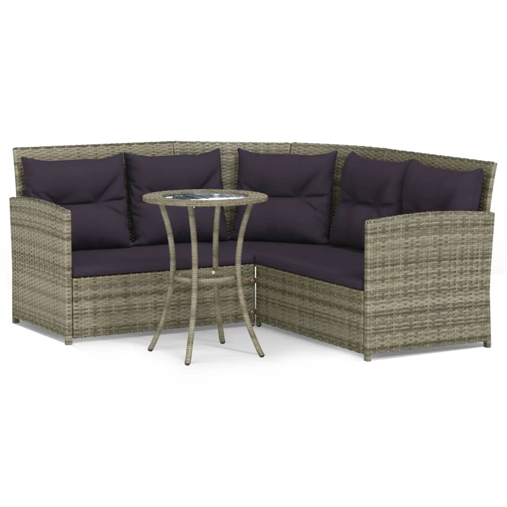 Set Divano a L con Cuscini 2 pz-Sofa Relax-Divanetto Grigio in Polyrattan