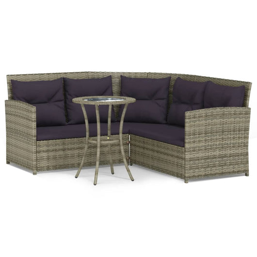 Set Divano a L con Cuscini 2 pz-Sofa Relax-Divanetto Grigio in Polyrattan