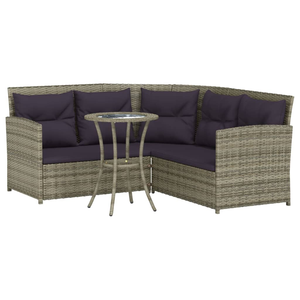 Set Divano a L con Cuscini 2 pz-Sofa Relax-Divanetto Grigio in Polyrattan