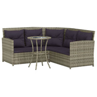 Set Divano a L con Cuscini 2 pz-Sofa Relax-Divanetto Grigio in Polyrattan