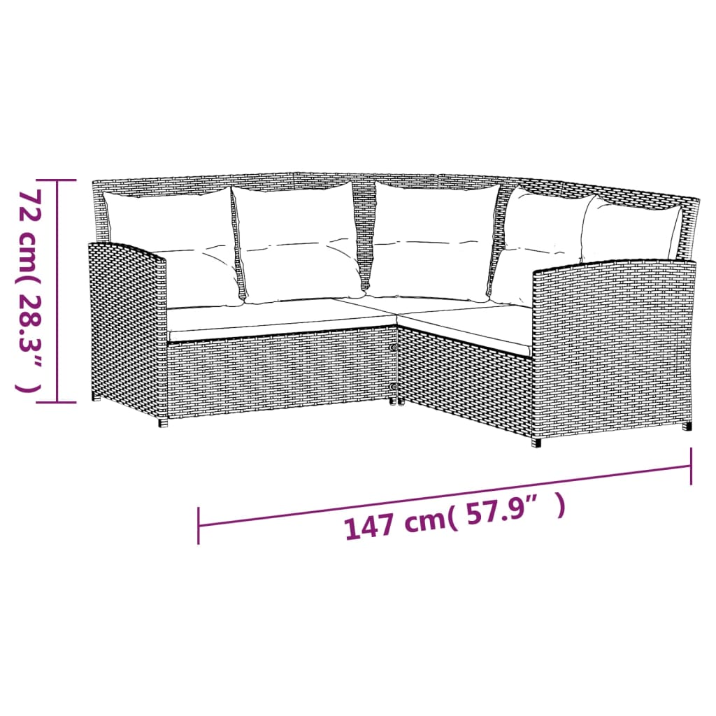 Set Divano a L con Cuscini 2 pz-Sofa Relax-Divanetto Grigio in Polyrattan