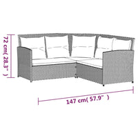 Set Divano a L con Cuscini 2 pz-Sofa Relax-Divanetto Grigio in Polyrattan