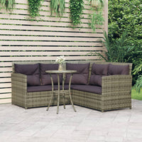 Set Divano a L con Cuscini 2 pz-Sofa Relax-Divanetto Grigio in Polyrattan