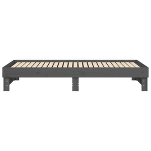 Dormeuse Estraibile Grigia 2x(100x200)cm Legno Massello di Pino 823376