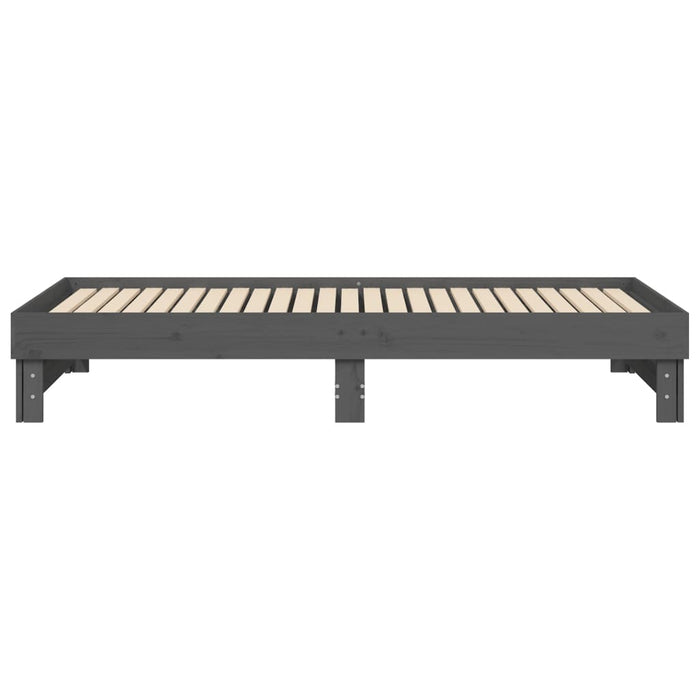 Dormeuse Estraibile Grigia 2x(100x200)cm Legno Massello di Pino 823376