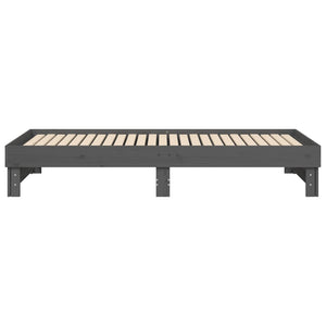 Dormeuse Estraibile Grigia 2x(80x200) cm Legno Massello di Pino